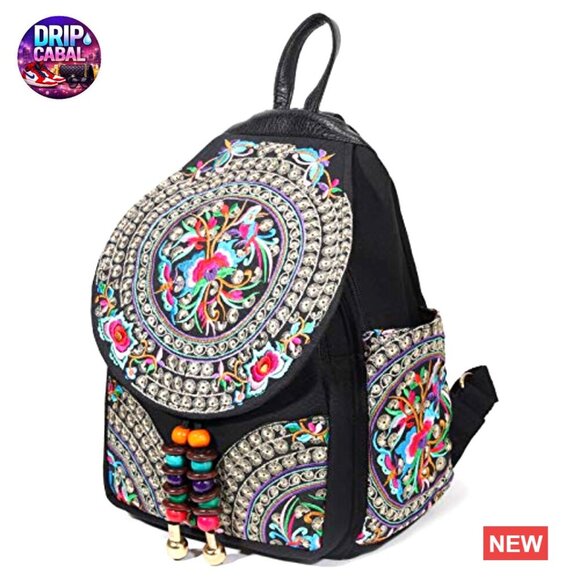 Vintage Embroidered Floral Bohemian Backpack Purse Adjustable Shoulder Bag main image 5